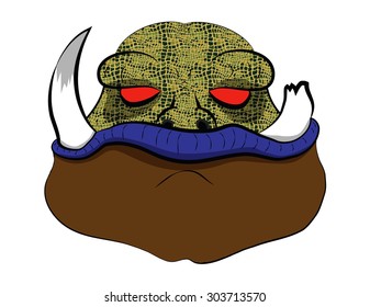 alien monster on white broken horn angry cartoon