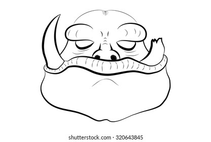 alien monster outline vector on white