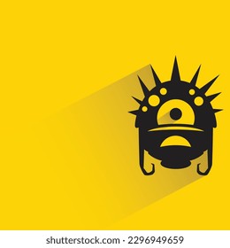 alien monster with shadow on yellow background