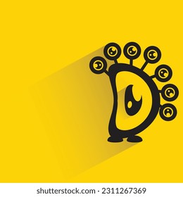 alien monster with shadow on yellow background