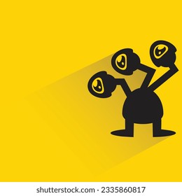 alien monster with shadow on yellow background