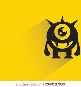 alien monster with shadow on yellow background