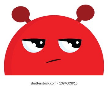 An alien monster which is red in color depicting an angry face vector color drawing or illustration