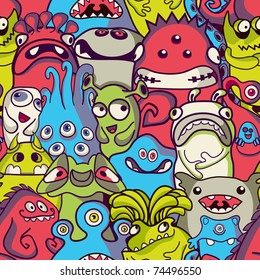 Alien and monsters - seamless pattern