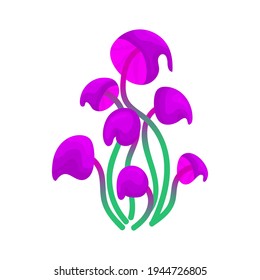 Alien mushroom. Fabulous mushroom plant. A magical plant of blue and pink colors. Vector illustration of an alien mushroom on a white background.