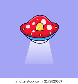 alien mushroom space illustration vegetable icon vector