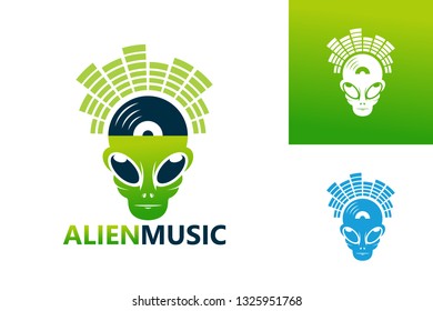 Alien Music Logo Template Design Vector, Emblem, Design Concept, Creative Symbol, Icon