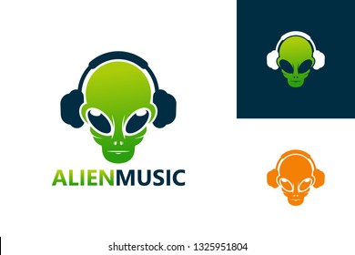 Alien Music Logo Template Design Vector, Emblem, Design Concept, Creative Symbol, Icon