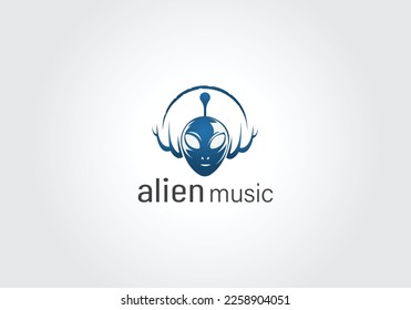 Alien Music Logo Template Design Vector, Emblem, Design Concept, Creative Symbol,