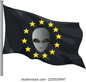 The alien nation's black flag with stars around it