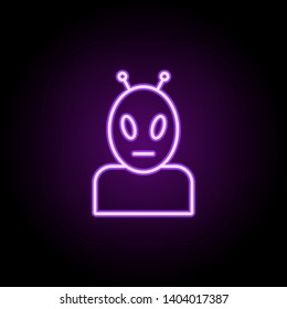 alien neon icon. Elements of Cartooning space set. Simple icon for websites, web design, mobile app, info graphics