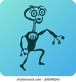 Alien newcomer UFO vector silhouette