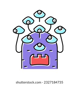 alien with nine eyes color icon vector. alien with nine eyes sign. isolated symbol illustration