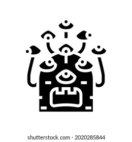 alien with nine eyes glyph icon vector. alien with nine eyes sign. isolated contour symbol black illustration