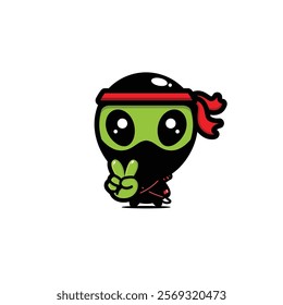 alien ninja chibi mascot character