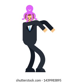 Alien Octopus on head. Mind control. Monster Aliens Management of human consciousness