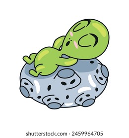 alien on asteroid isolated design