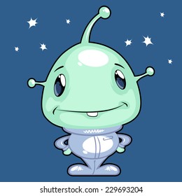 alien on blue background