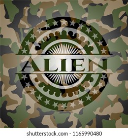 Alien on camo texture