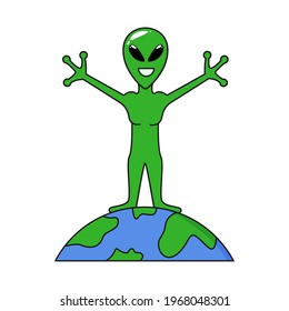 Alien on earth vector illustration