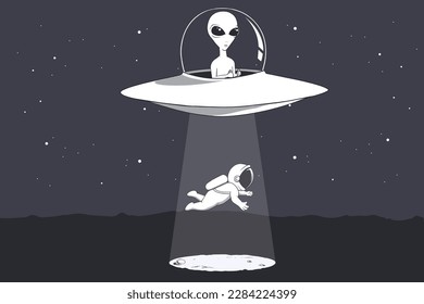 an alien on a flying saucer abducts an astronaut