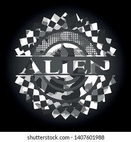 Alien on grey camouflage texture