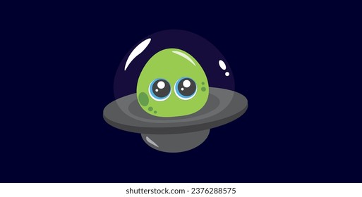 Alien on spaceship character green
