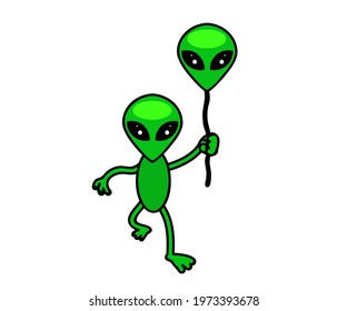 Alien on a white background. Cartoon. Vector illustration.