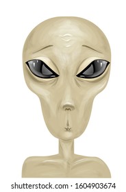 alien on white. vector drawing of an alien