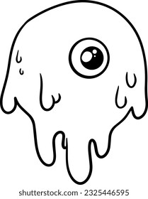 Alien with one big eye round mystic halloween doodle linear cartoon coloring