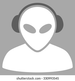 Alien Operator vector icon. Style is flat bicolor dark gray and white symbol, rounded angles, silver background.