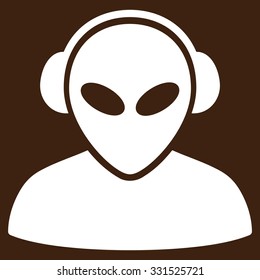 Alien Operator vector icon. Style is flat white symbol, rounded angles, brown background.