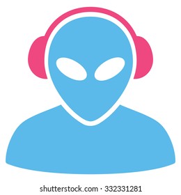 Alien Operator vector icon. Style is flat bicolor pink and blue symbol, rounded angles, white background.