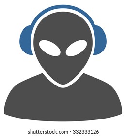Alien Operator vector icon. Style is flat bicolor cobalt and gray symbol, rounded angles, white background.