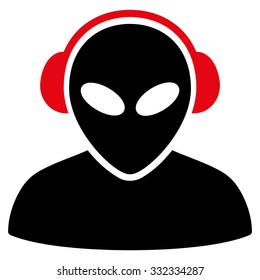 Alien Operator vector icon. Style is flat bicolor intensive red and black symbol, rounded angles, white background.