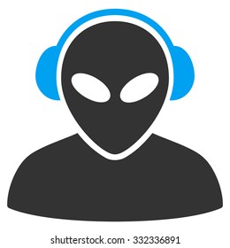 Alien Operator vector icon. Style is flat bicolor blue and gray symbol, rounded angles, white background.