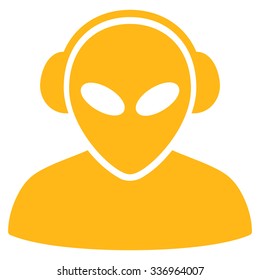 Alien Operator vector icon. Style is flat yellow symbol, rounded angles, white background.