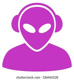 Alien Operator vector icon. Style is flat violet symbol, rounded angles, white background.