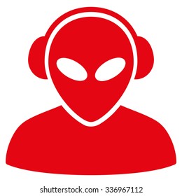 Alien Operator vector icon. Style is flat red symbol, rounded angles, white background.