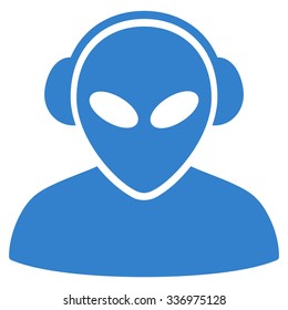 Alien Operator vector icon. Style is flat cobalt symbol, rounded angles, white background.
