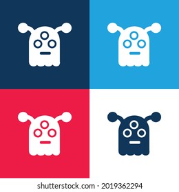 Alien Of Outer Space blue and red four color minimal icon set