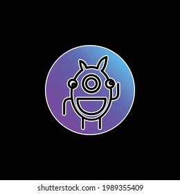 Alien Outline In A Circle blue gradient vector icon