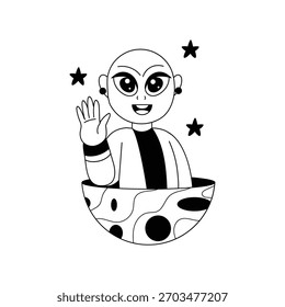 Alien Outline Illustration EPS 10 File