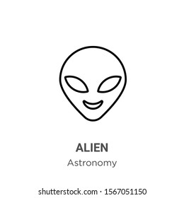 Alien outline vector icon. Thin line black alien icon, flat vector simple element illustration from editable astronomy concept isolated on white background