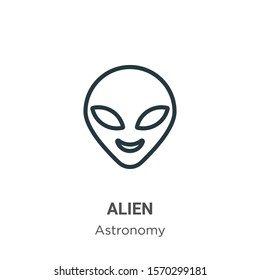 Alien outline vector icon. Thin line black alien icon, flat vector simple element illustration from editable astronomy concept isolated on white background