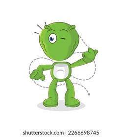 the alien with paper plane character. cartoon mascot vector