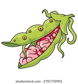 Monstruo de cacahuete lleno de cerebro humano y tentáculos