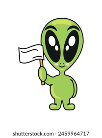 alien with peace flag isolated design