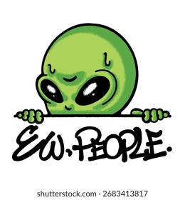 Alien Peeping hand drawn tshirt illustration