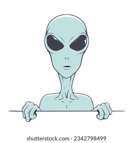 Alien peeps out from a barrier